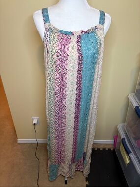 lovestitch Teal, Pink & Cream Boho Maxi Dress
